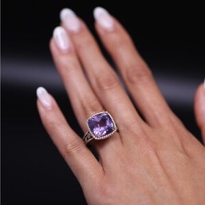 Tacori Diamonds Halo Purple 8.5 carat Amethyst Rose Gold Ring